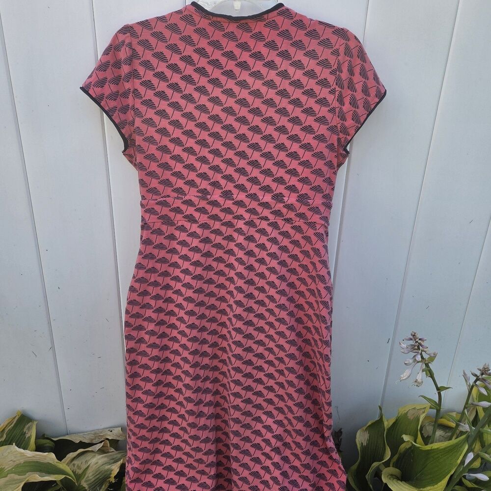 Boden Coral & Navy Sunset Parasol Umbrella Novelty Print Jersey Dress 8R - Picture 10 of 11